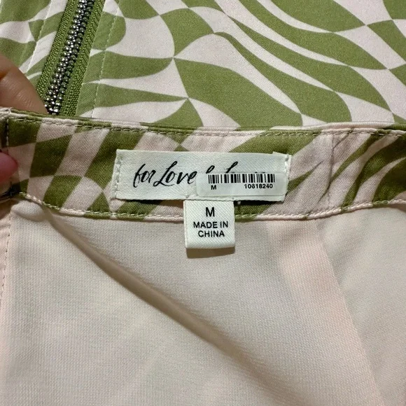 For Love & Lemons Aiko Green Pink Disoriented Checkered Mini Skirt Sz Medium - Picture 8 of 16